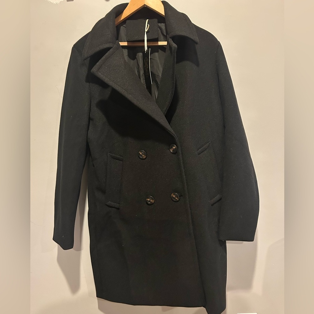 NWT Bellivera Classic Black Double-Breasted Women's Coat